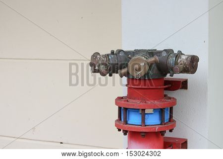 plumbing fire hydrant in a metal line wall fireplug with valves