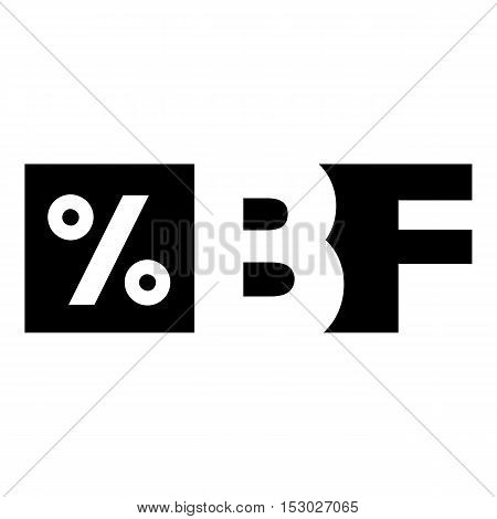 Letters BF black friday and percentage icon. Simple illustration of letters BF black friday and percentage vector icon for web