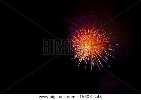 Beautiful colorful firework isolated display for celebration happy new year and merry christmas on background