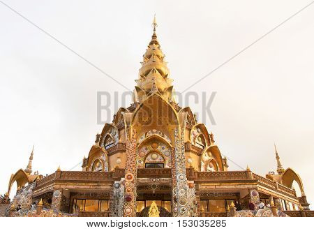 Gold Pagoda Public Temple in Phetchabun Thailand 