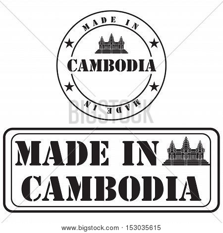 Industrial symbols Made in Cambodia for product labeling.
