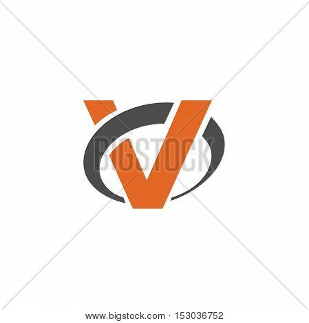 V letter initial in oval logo design