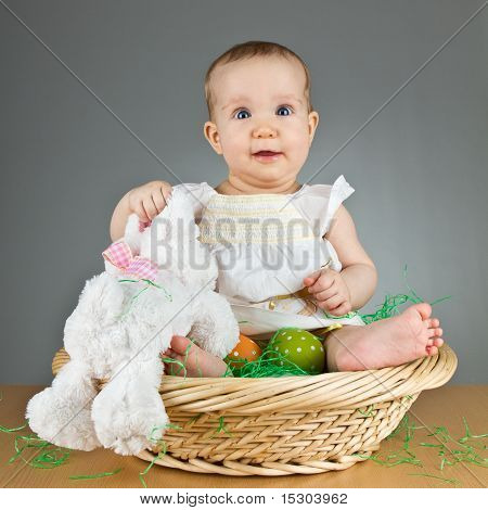 Young Cute Baby In An Easter Setting