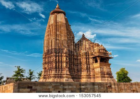 Vaman Temple - one of famous tourist attractions of  Khajuraho with sculptures. India, Khajuraho, Madhya Pradesh, India