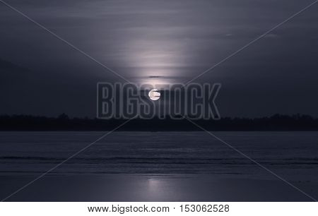 Moon light on horizon;The picture was taken on Gili islan,Indonesia