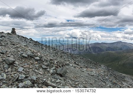 View from Karaturek mountain pass in cloudy weather