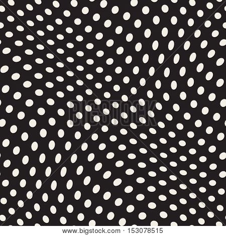 Vector Seamless Irregular Polka Dots Distorted Pattern. Abstract Geometric Background Design
