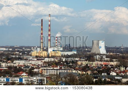 KRAKOW POLAND - MARCH 29 2016: the heat and power generating plant in Cracow Poland