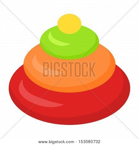Stacking toy pyramidion isolated on white. Child toy. Stacking rings in flat design style. Favourite toy of the little toddler. Game for developing learning skills of the kid. Vector illustration.