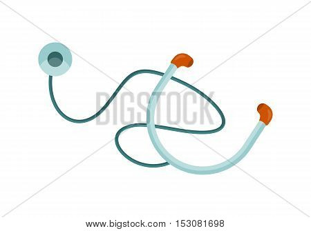 Stethoscope icon isolated on white. Health care concept. First medical aid. Diagnosis with stethoscope medicine equipment. Professional instrument for health diagnostic. Vector illustration
