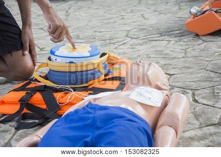 CPR AND AED TRAINING COURSE OCTOBER 21-22 2016 THAILAND : CPR and AED training victim child drowning at Kanchanaburi Thailand October 21-22 2016