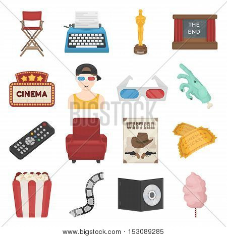 Films and cinema set icons in cartoon style. Big collection films and cinema vector symbol stock