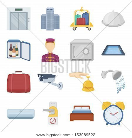 Hotel set icons in cartoon style. Big collection hotel vector symbol stock