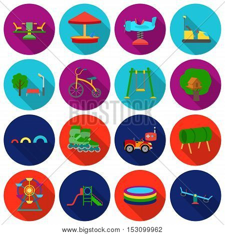 Play garden set icons in flat style. Big collection play garden vector symbol stock