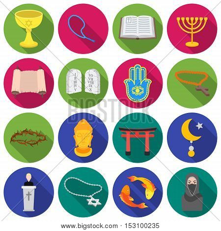 Religion set icons in flat style. Big collection religion vector symbol stock
