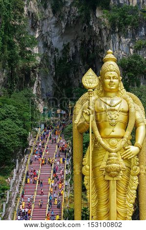 KUALA LUMPUR MALAYSIA - January 17 2016. a Statue of Lord Muragan at Batu Caves.