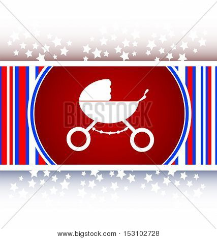 white stroller on red icon in mode