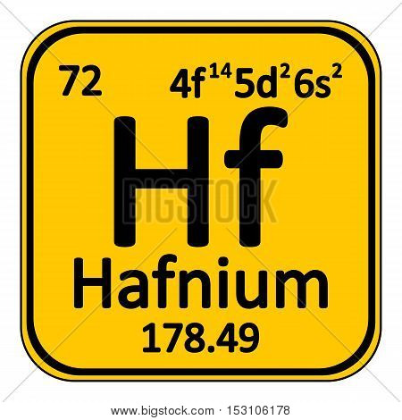Periodic table element hafnium icon on white background. Vector illustration.