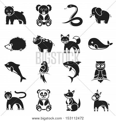 Animals set icons in black style. Big collection animals vector symbol stock