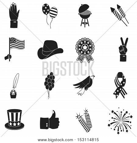 Patriot Day set icons in black style. Big collection Patriot Day vector symbol stock