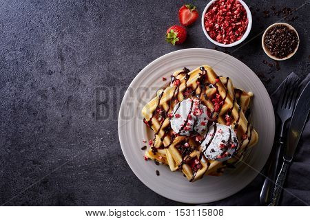 Plate Of Belgian Waffles