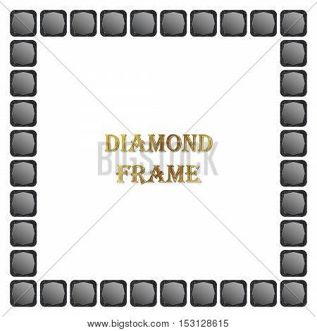Diamonds square frame. Vector illustration jewelry. Abstract vector border on white background.