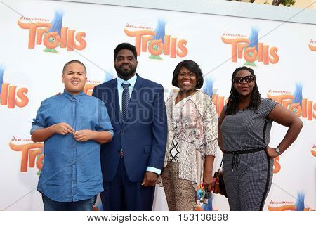 LOS ANGELES - OCT 23:  Malcolm Funches, Ron Funches, guests at the Trolls Premiere at Village Theater on October 23, 2016 in Westwood, CA