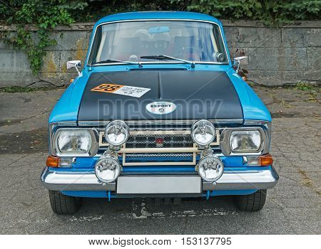 Dnepropetrovsk Ukraine - October 06 2013: Exhibition of cars and motorcycle and other vintage technics