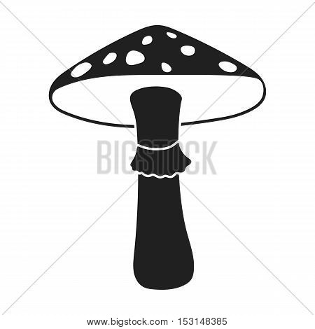 Green amanita icon in black style isolated on white background. Mushroom symbol vector illustration.