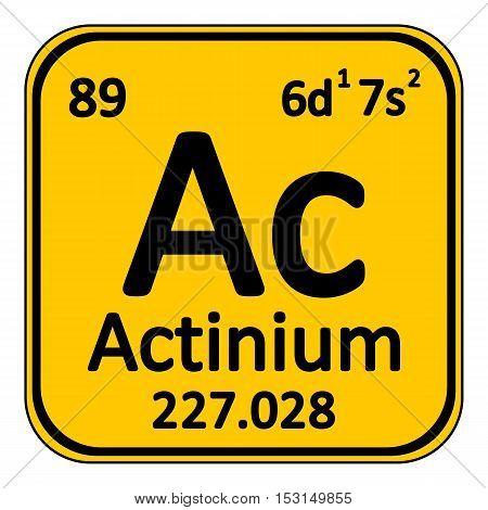 Periodic table element actinium icon on white background. Vector illustration.