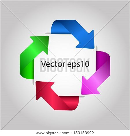 Colored arrows on a gray background. Vector stickers