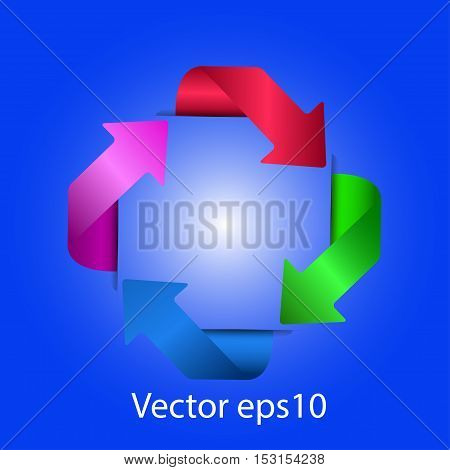 Colored arrows on a gray background. Vector stickers