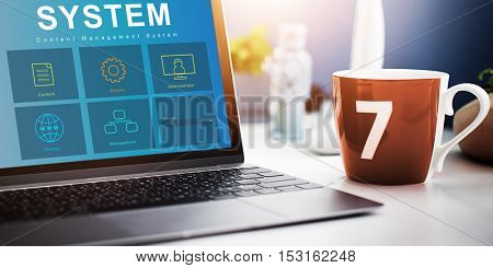 System Content Management SEO Application Graphic Concept