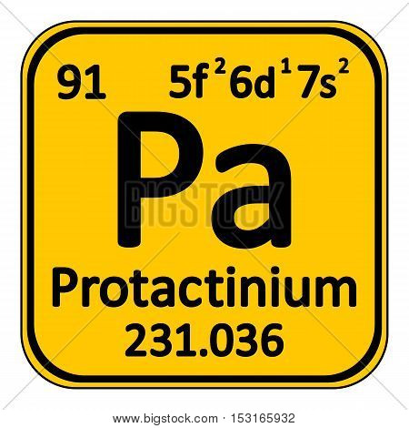 Periodic table element protactinium icon on white background. Vector illustration.