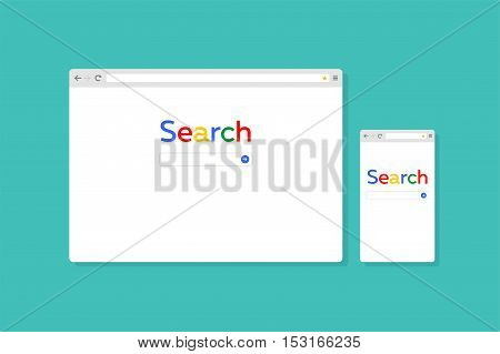 Abstract flat style vector search browser for mobile and desktop version