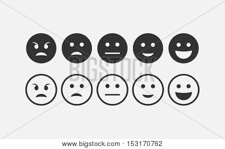 Abstract flat style feedback emoji icon set