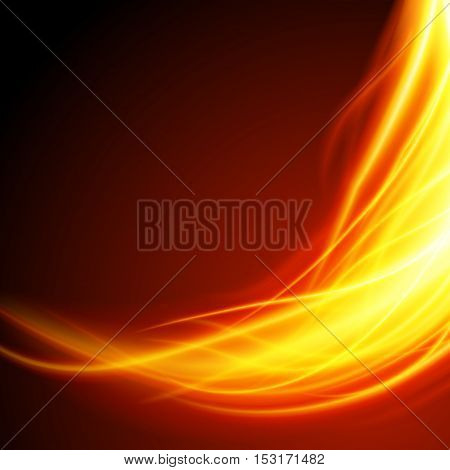 Abstract Fire Flame Light On Black Background Vector Illustration.
