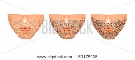 illustration of stubble on his chin. Male