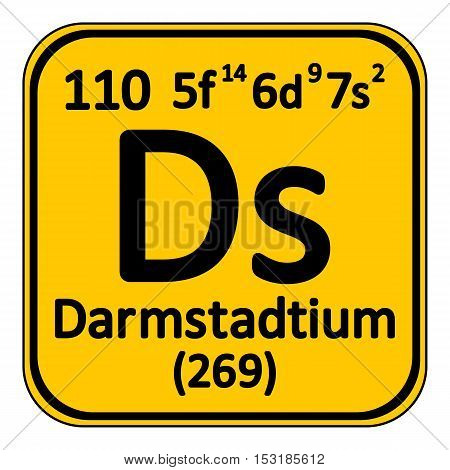 Periodic table element darmstadtium icon on white background. Vector illustration.