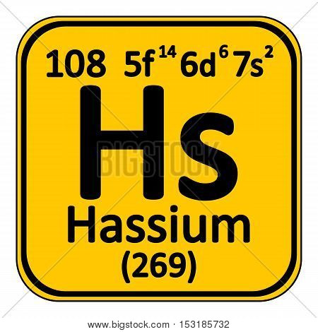 Periodic table element hassium icon on white background. Vector illustration.