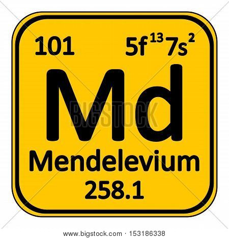 Periodic table element mendelevium icon on white background. Vector illustration.