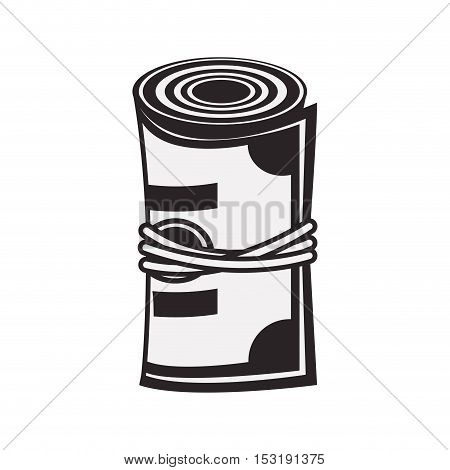 wad of cash. money bills icon over white background. vector illustration