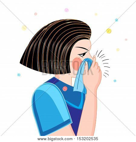 Graphic portrait of ailing woman on a white backgroundrait ailing woman