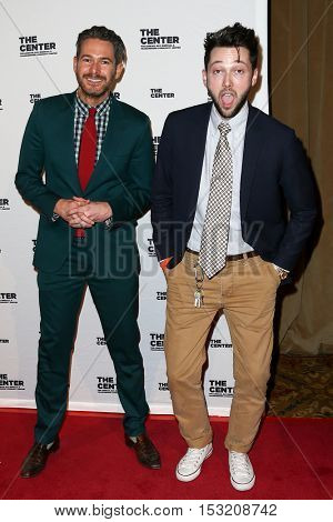 NEW YORK-APR 2: Designer Chris Benz (R) and event planner Bronson Van Wyck attend the 2015 Center Dinner at Cipriani Wall Street on April 2, 2015 in New York City.