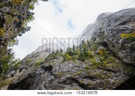 Bicaz Canyon at Carpathian mountains, Romania, at later autumn. Canyon is one of the most spectacular in Romania.