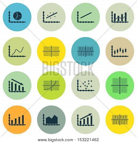 Set Of Graphs, Diagrams And Statistics Icons. Premium Quality Symbol Collection. Icons Can Be Used F