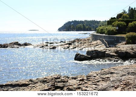 Edge of the coast in Bar Harbor in Maine.