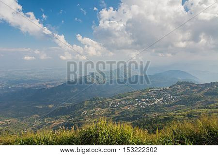 Landscape of rural city in moutain at northern thailand - Phu thap buek ,popular tourist attraction in Phetchabun province.