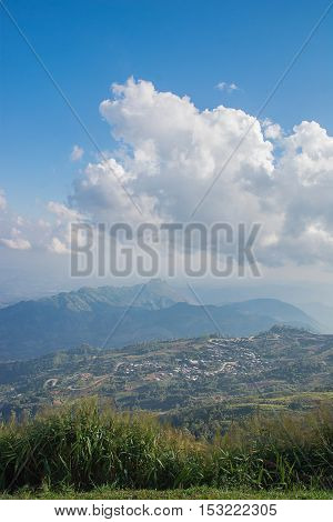 Landscape of rural city in moutain at northern thailand -Phu thap buek,popular tourist attraction in Phetchabun province.