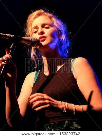 The Engine Rooms Southampton - October 21 2016: Lizzy Ward Thomas with British country duo Ward Thomas performing at the Engine Rooms